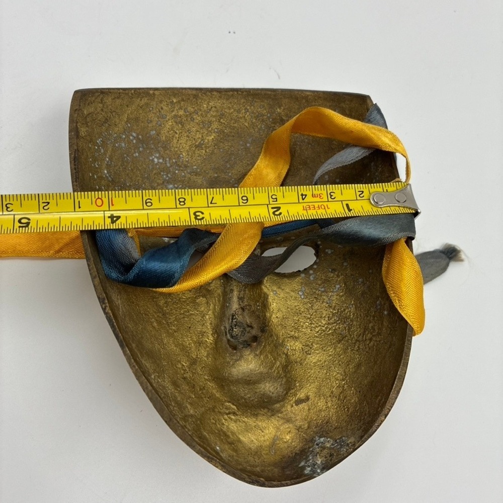 Vtg Set of 2 Brass Theater Masks Wall Hand Painted Enamel Made in India 6.5in - Picture 6 of 11